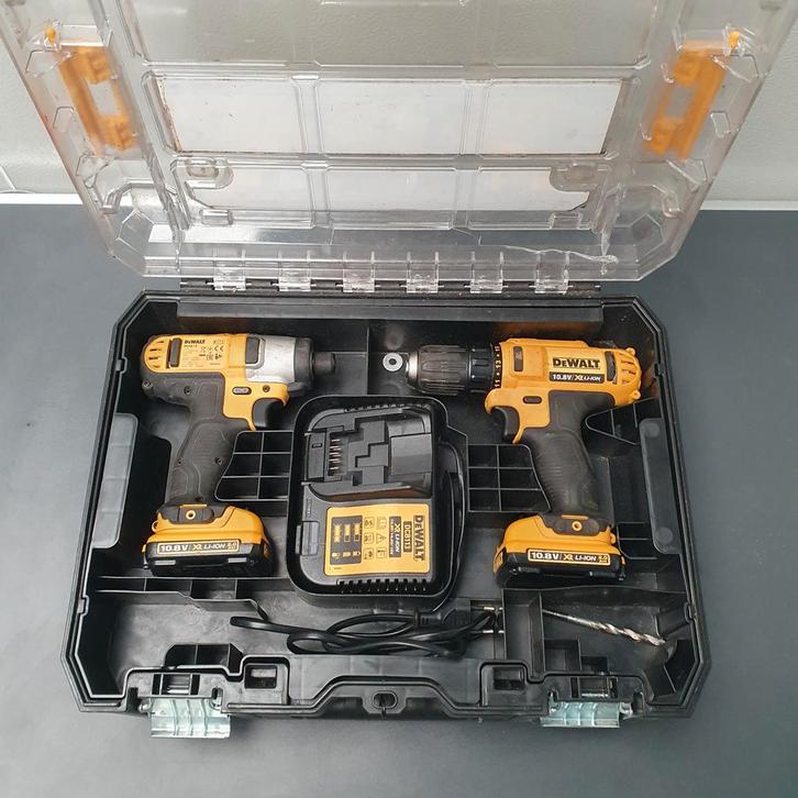 DeWalt Boor- en Schroefmachine Set 10.8V met Accu's en Lader, Doe-het-zelf en Verbouw, Gereedschap | Boormachines, Gebruikt, Boor- en Schroefmachine