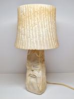 Albaster Mid-Centrury Modern gesneden gezicht tafellamp 1950, Overige materialen, Ophalen of Verzenden, Zo goed als nieuw, Mid-Century Modern