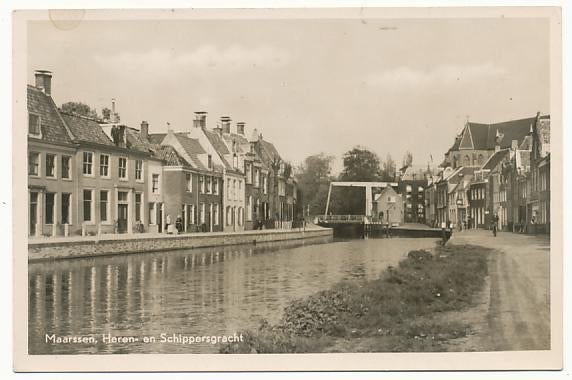 Maarssen, Heren en Schippersgracht, Verzamelen, Ansichtkaarten | Nederland, Ophalen of Verzenden, 1940 tot 1960, Gelopen, Utrecht