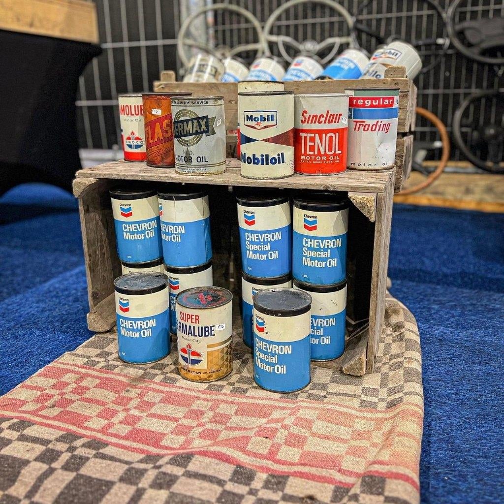 Mancave Vintage oliekannetje memorabilia mobiel, Auto diversen, Ophalen of Verzenden, Gebruikt