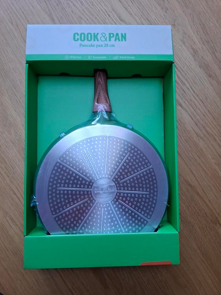 Cook & Pan pannenkoekenpan 28 cm, nieuw in doos, Huis en Inrichting, Keuken | Potten en Pannen, Ophalen, Inductieplaat, Koekenpan of Braadpan