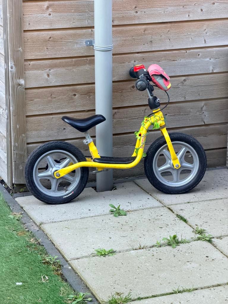Puky loopfiets geel - achterband lek, Ophalen, Gebruikt, Loopfiets