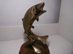 Hele mooie vintage messing springende zalm forel op voet, Ophalen of Verzenden, Nieuw, Overige typen