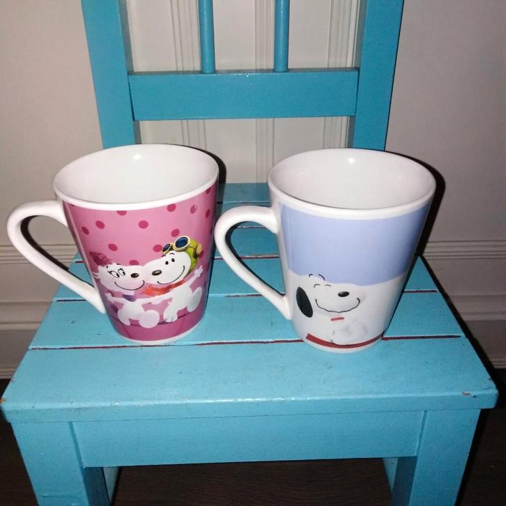 Snoopy bekers 2stuks, Verzamelen, Stripfiguren, Gebruikt, Gebruiksvoorwerp, Snoopy, Ophalen of Verzenden