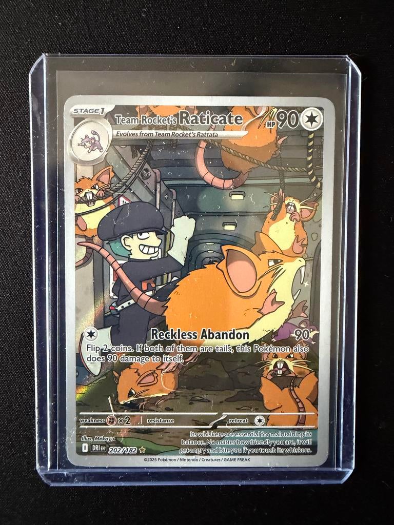 Team Rocket's Raticate 202/182 Pokémon Kaart, Ophalen of Verzenden, Zo goed als nieuw, Losse kaart, Foil