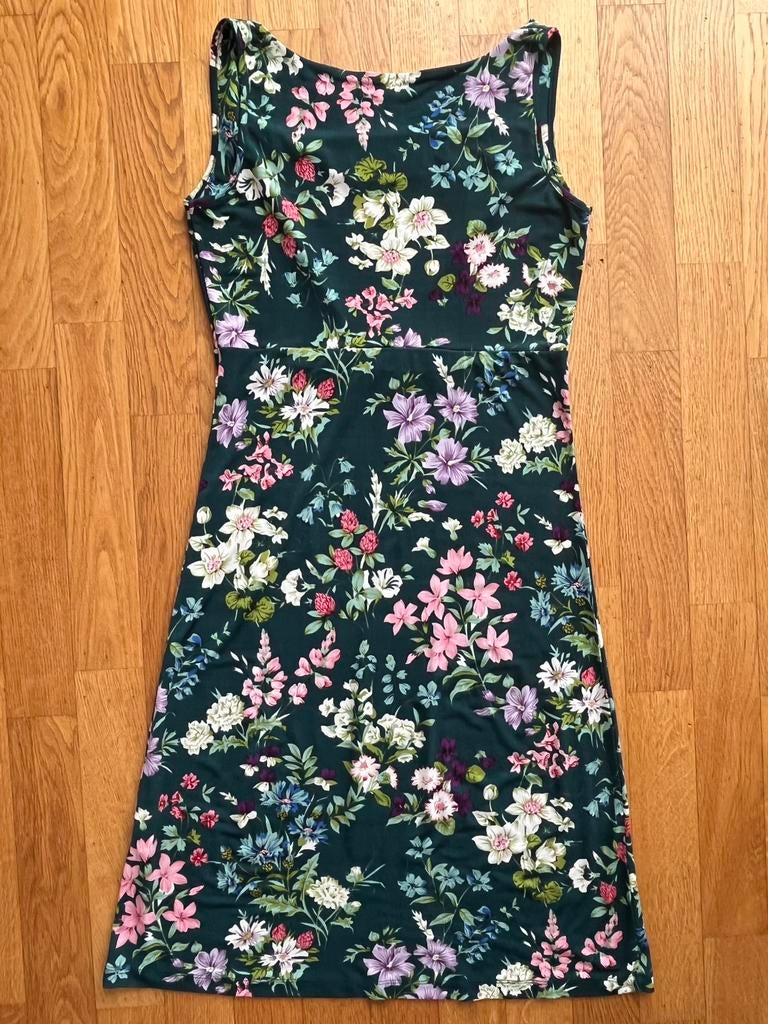King Louie zomerse jurk groen met bloemenprint - maat 36/S, Ophalen of Verzenden, Zo goed als nieuw, Knielengte, King Louie
