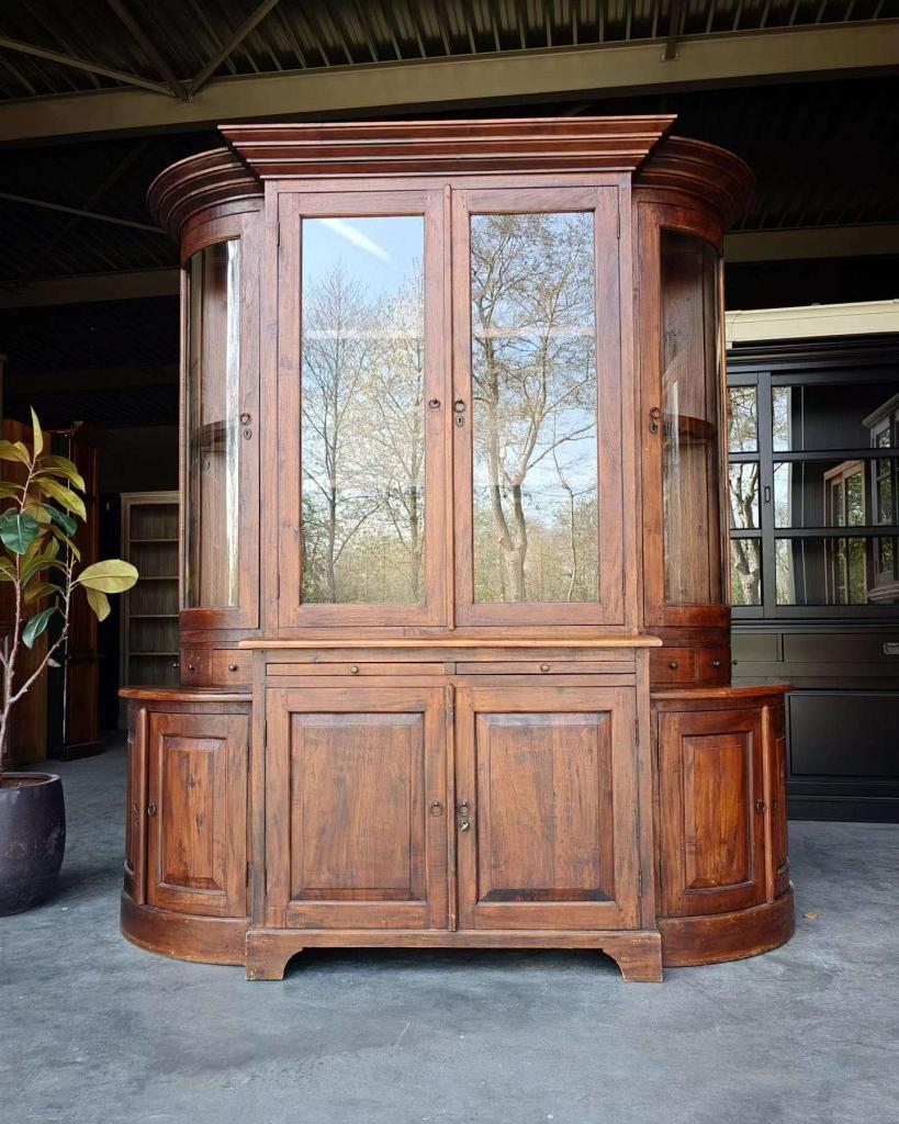 Uniek! Antieke halfronde winkelkast | Servieskast #5977, Antiek en Kunst, Antiek | Meubels | Kasten, Ophalen of Verzenden