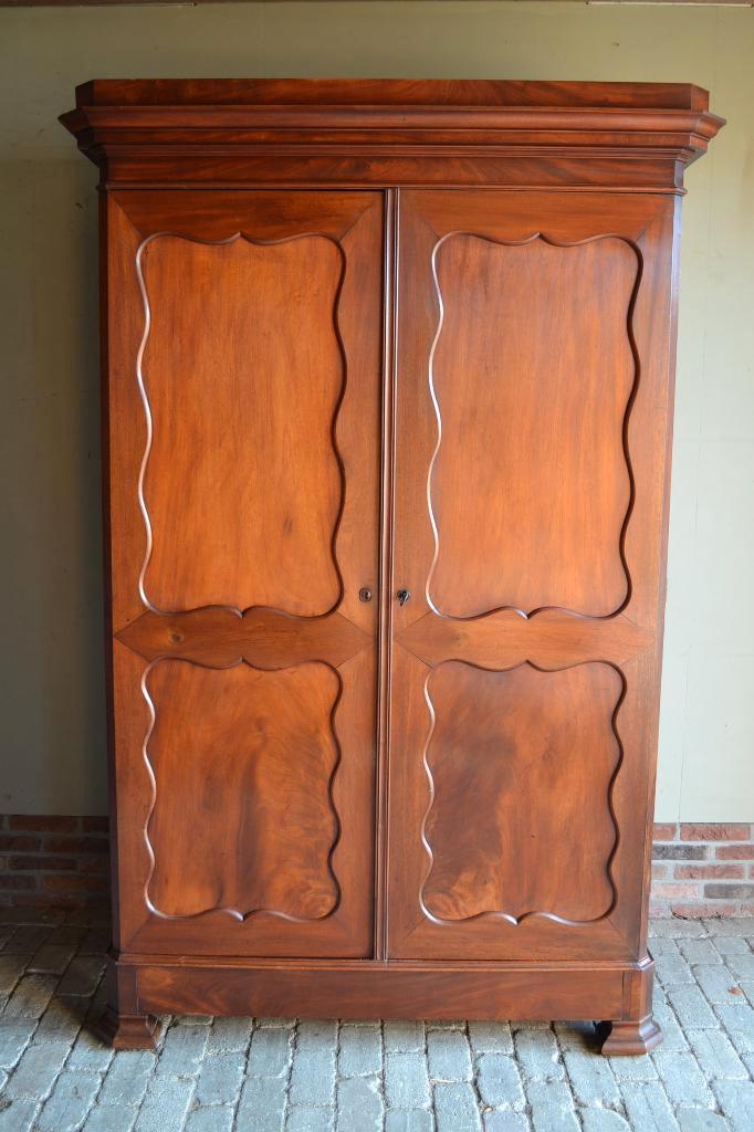 Prachtige grote antieke mahonie biedermeier kledingkast., Antiek en Kunst, Antiek | Meubels | Kasten, Verzenden
