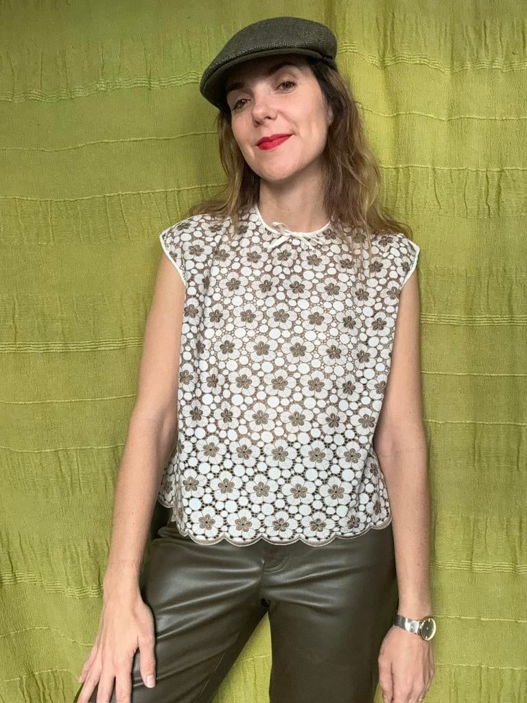 Vintage top - brocante - embroidery - S /small / 36, Kleding | Dames, Blouses en Tunieken, Hgv, Beige, Hgv, Ophalen of Verzenden