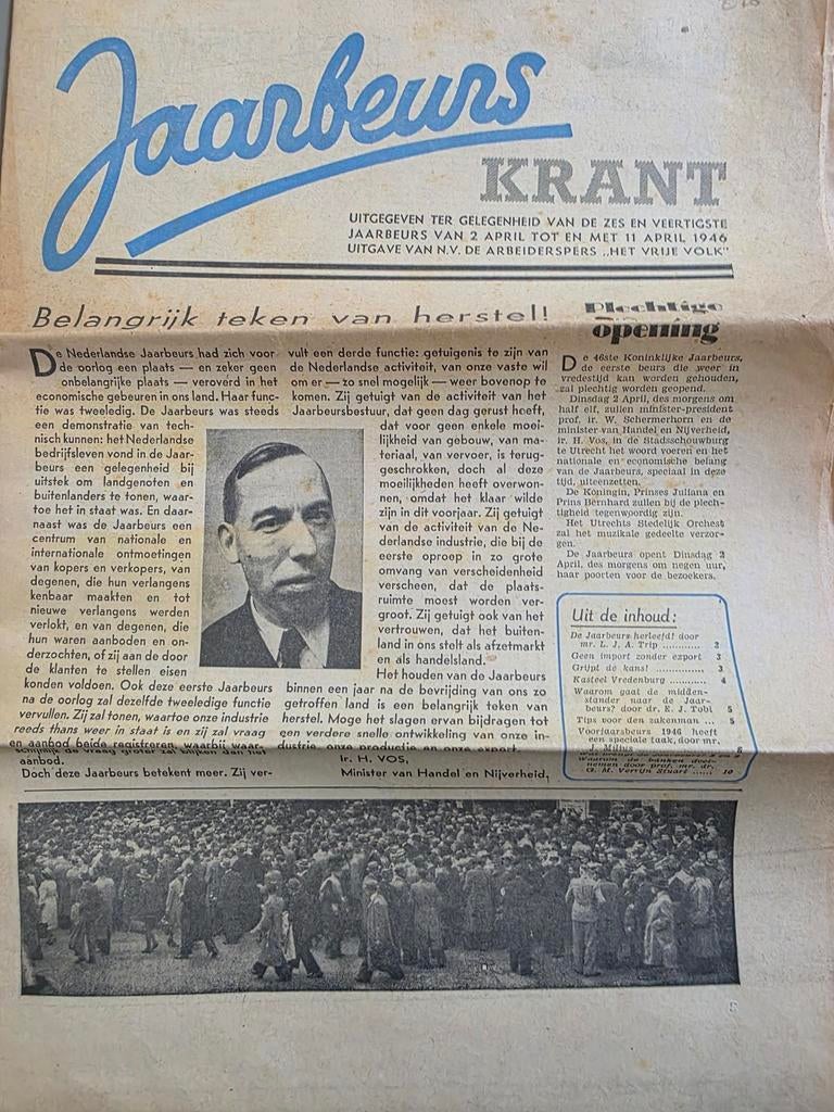 050) JAARBEURS KRANT 1946 - BEELDSTATISTIEK., Ophalen of Verzenden, Gebruikt, Overige typen