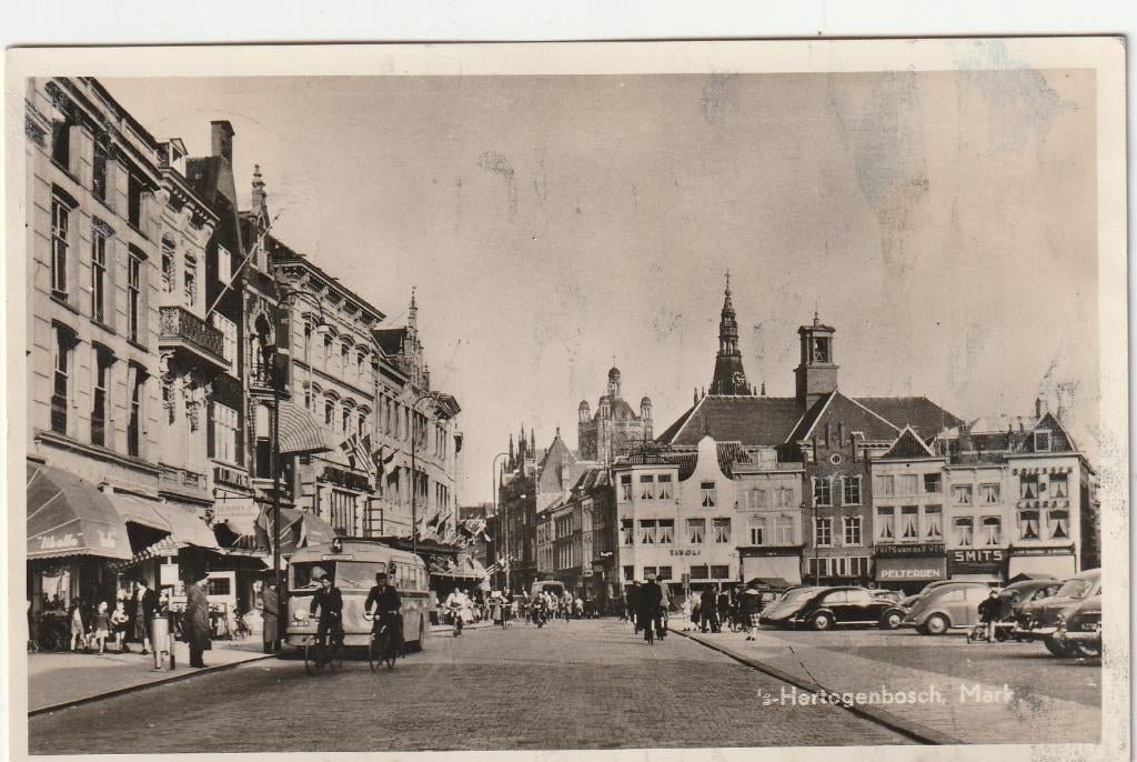Den Bosch - Markt, ca. 1957., Ophalen of Verzenden, 1940 tot 1960, Gelopen, Noord-Brabant