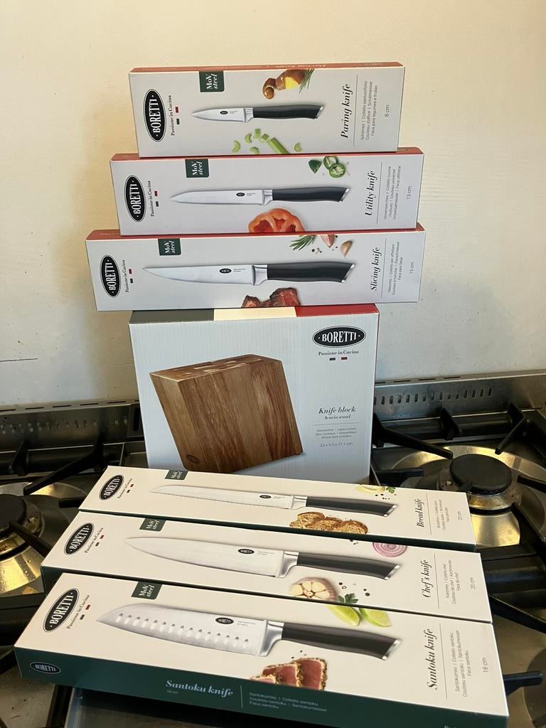 Nieuwe Boretti messenset incl messenblok, Ophalen, Nieuw