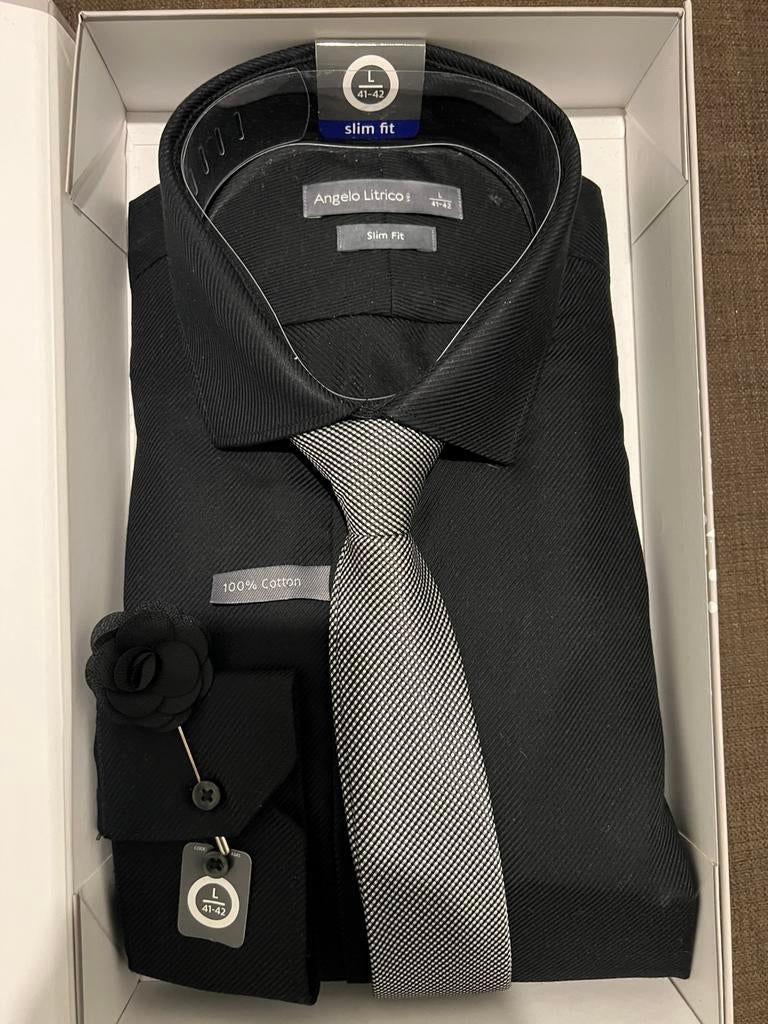 Overhemd l, Kleding | Heren, Overhemden, Ophalen of Verzenden, Nieuw, Zwart, Halswijdte 41/42 (L)