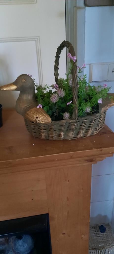 Decoratieve Eend Mand - Goud en Groen, Huis en Inrichting, Woonaccessoires | Overige, Gebruikt, Natuurlijk materiaal, Meerkleurig