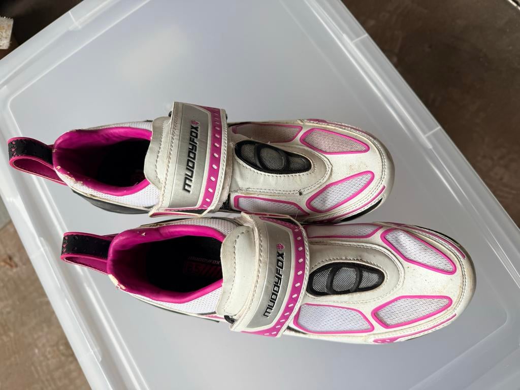 Muddyfox Fiets schoenen - Wit/Roze, Fietsen en Brommers, Fietsaccessoires | Fietskleding, Gebruikt, Dames, Schoenen, Overige maten