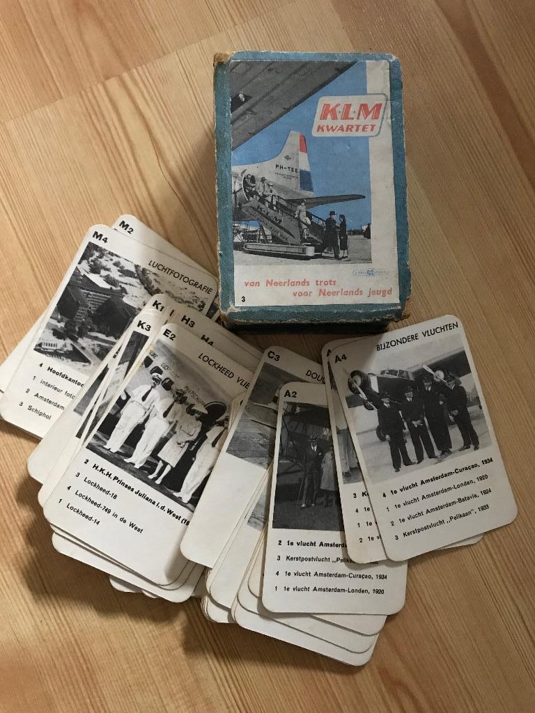 Antiek kwartet KLM - jaren '50 - Jumbo -  Zeldzaam spel, Verzamelen, Speelkaarten, Jokers en Kwartetten, Ophalen of Verzenden