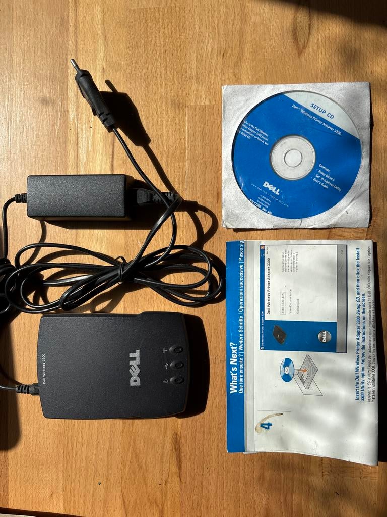 Dell Wireless Printer Adapter 3300 met adapter en CD, Ophalen of Verzenden, Gebruikt