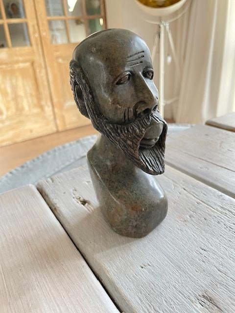Vintage stenen buste oude man Afrika. Shona - Zimbabwe, Ophalen
