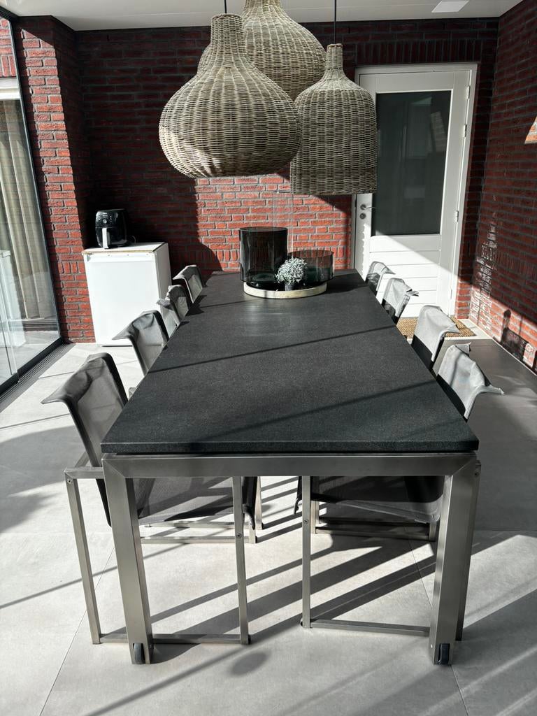 Joli tuintafel RVS net granieten blad (250x100), Ophalen, Zo goed als nieuw, Overige materialen