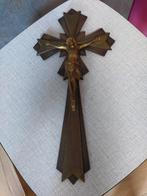 Frans Art Deco Tweekleurig Messing Kruisbeeld, Antiek en Kunst, Ophalen of Verzenden