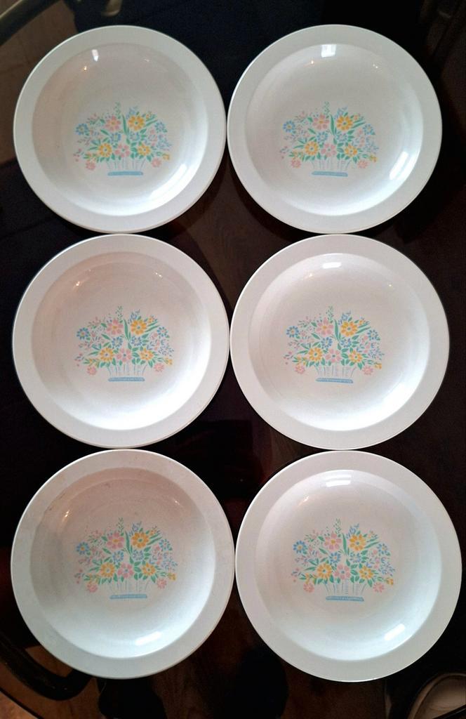 Set van 6 Emsa melamine diepe borden., Huis en Inrichting, Keuken | Servies, Gebruikt, Bord(en), Overige stijlen, Overige materialen