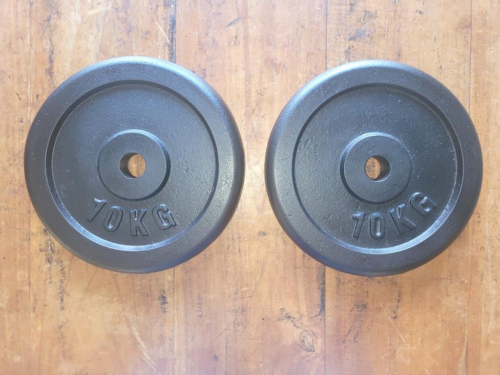 Halterschijven 2 x 10 kg gietijzer 30mm, Sport en Fitness, Ophalen