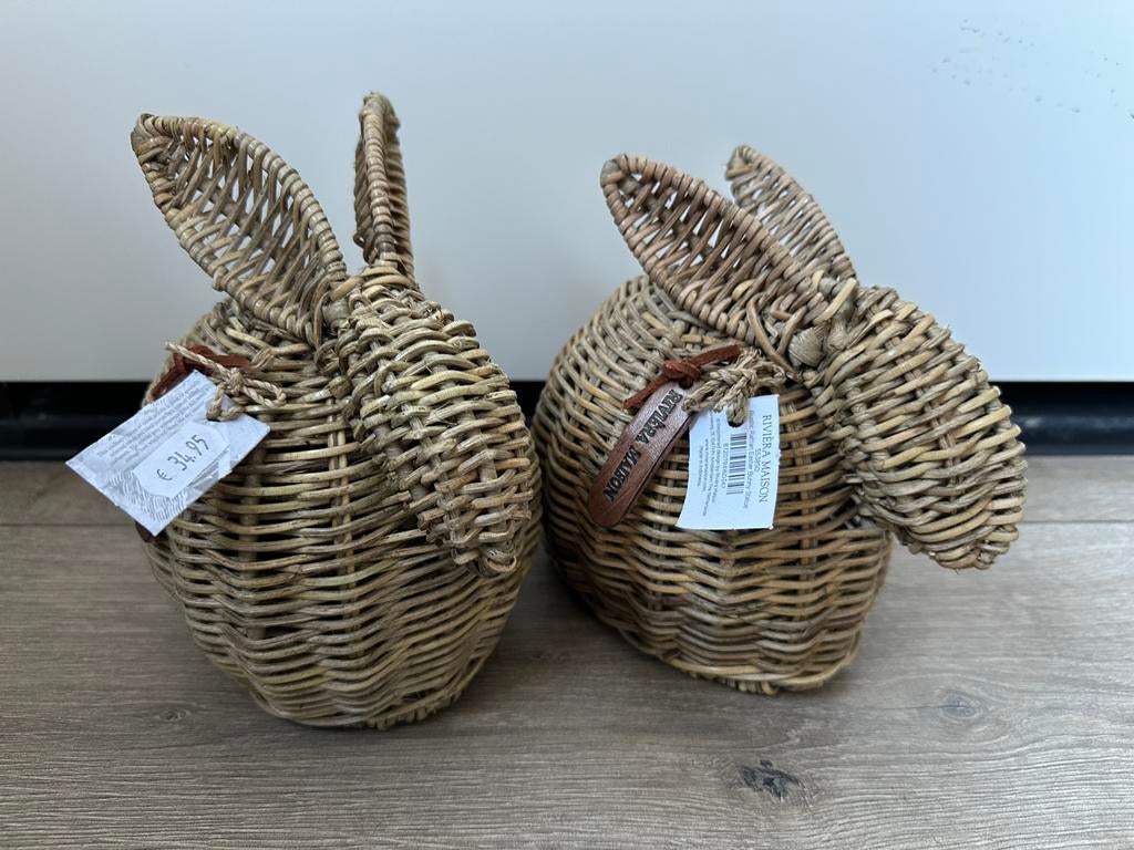 Rivièra Maison rotan konijntjes/paashaasjes (nieuw), Kinderen en Baby's, Ophalen of Verzenden, Nieuw, Wanddecoratie