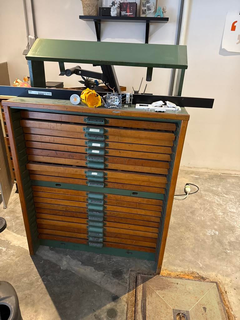 Vintage Letterkast / Zetkast - Uniek Industrieel Meubel, Ophalen of Verzenden