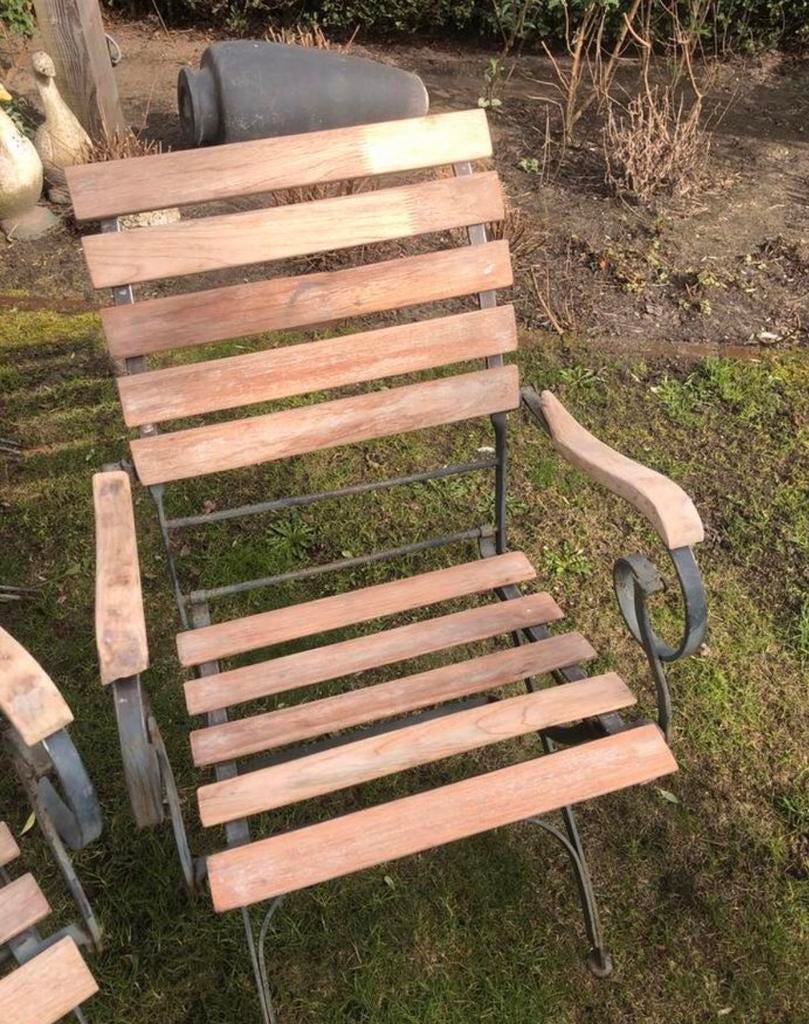 Gietijzeren brocante tuinstoelen, Ophalen, Gebruikt, Metaal