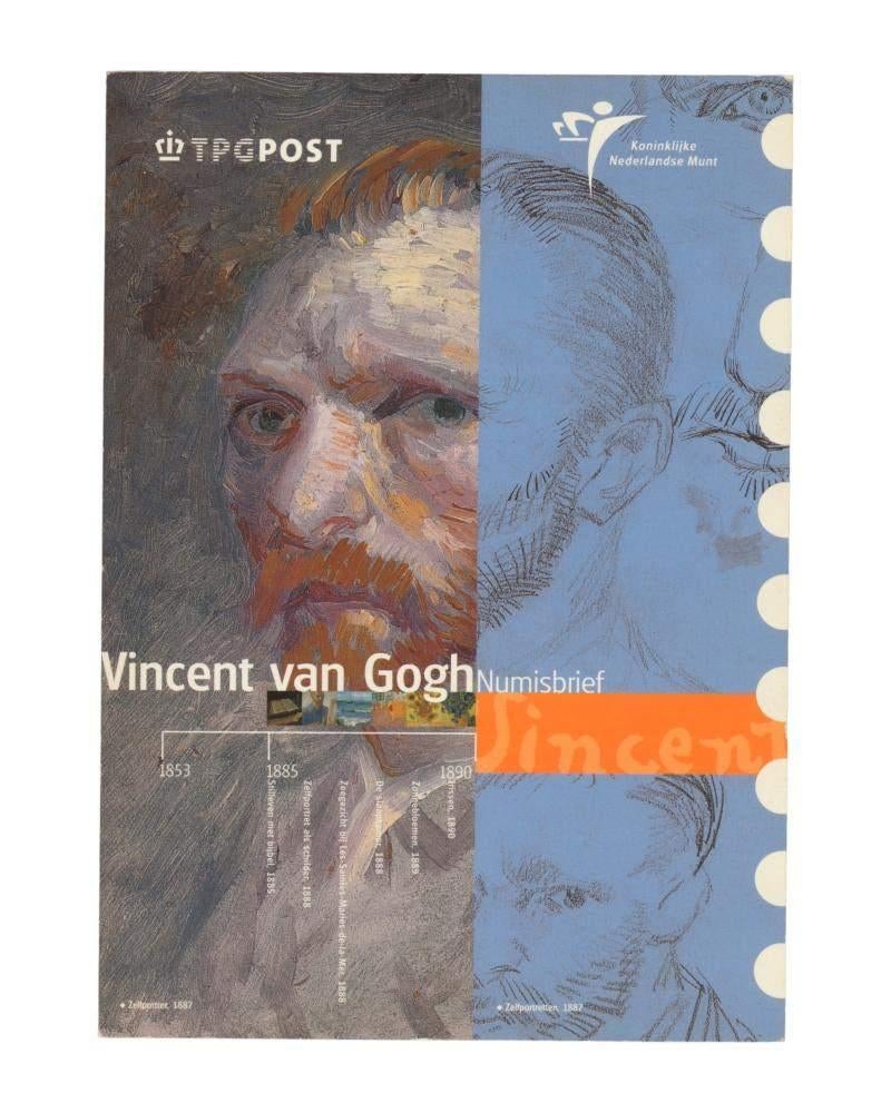 Nederland Zilveren 5 Euro 2003 & postzegels Vincent van Gogh, Postzegels en Munten, Koningin Beatrix, Zilver, Euro's, Ophalen of Verzenden