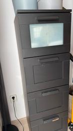 Zwarte ladekast met glazen paneel, Minder dan 50 cm, Gebruikt, 100 tot 150 cm, Ophalen of Verzenden