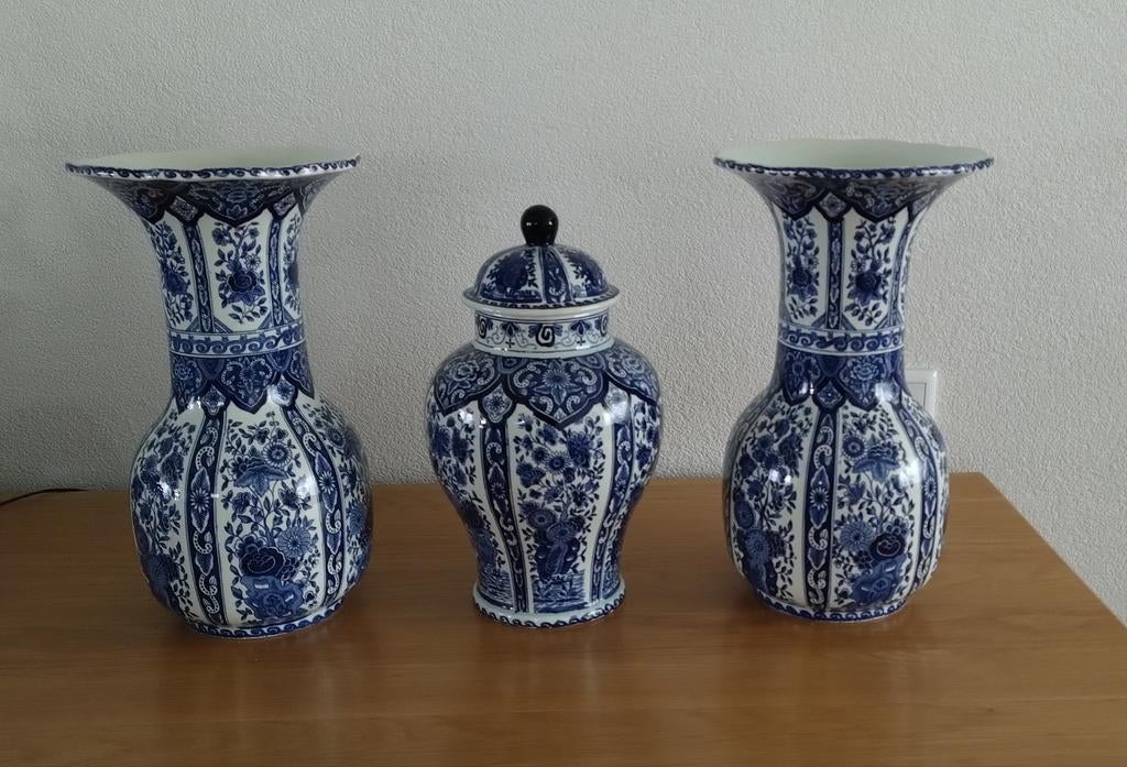 Prachtig Delfts Blauw Vazen en Pot Set, Antiek en Kunst, Ophalen