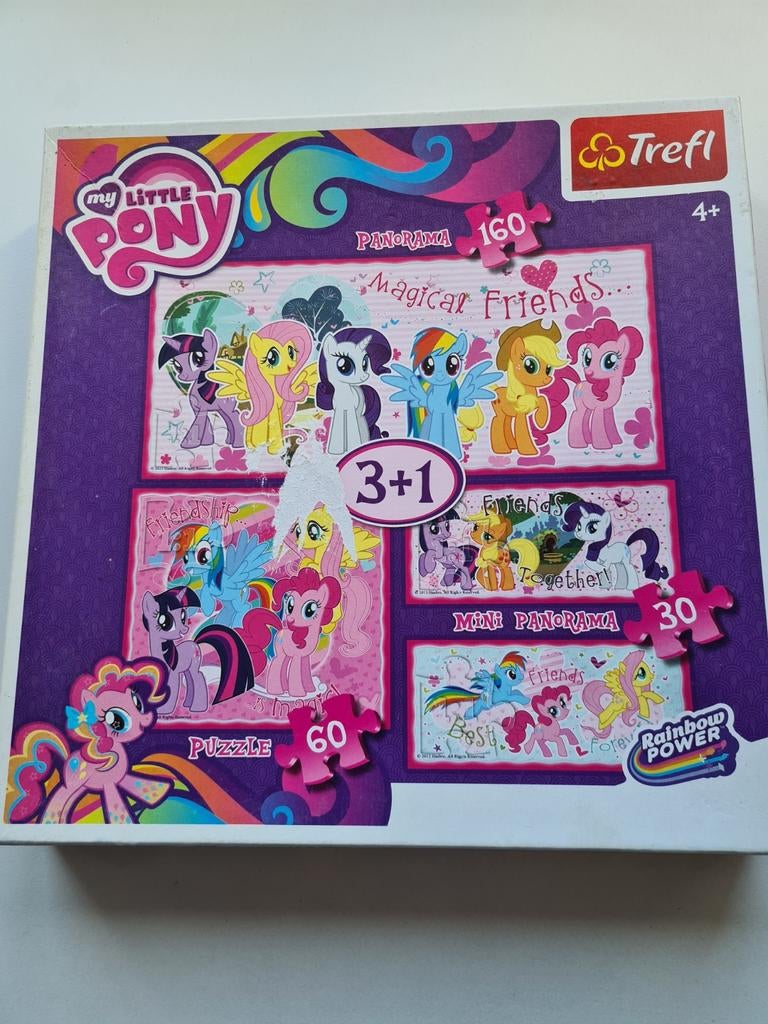 Trefl My Little Pony Panorama puzzelset. 4 stuks , 4+, Ophalen of Verzenden, Meer dan 50 stukjes, Gebruikt, 4 tot 6 jaar