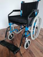 Excel Rolstoel Inklapbaar Opvouwbaar Blauw en Kussen, Diversen, Rolstoelen, Ophalen, Inklapbaar, Zo goed als nieuw, Duwrolstoel