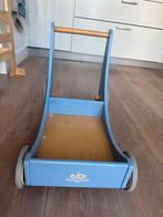 Kinderfeets houten loopwagen - blauw met opbergbak, Ophalen, Gebruikt, Duwvoertuig