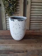 Brocante bloempot wit in nieuwstaat, Steen, Rond, Binnen, Ophalen of Verzenden