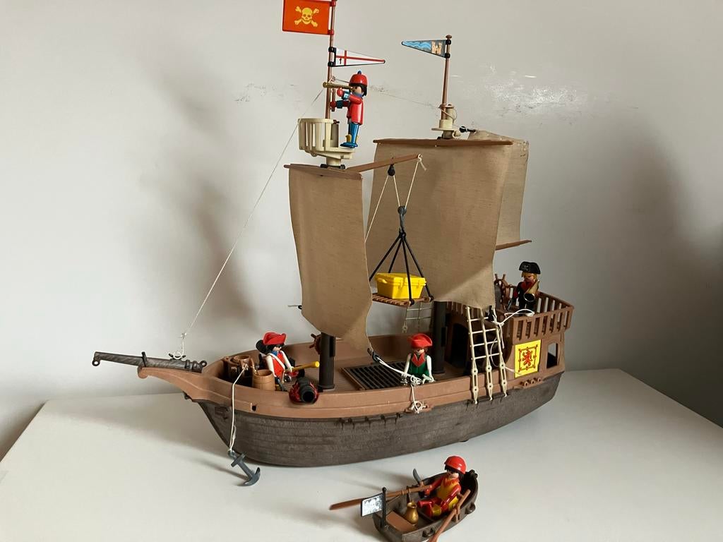 Playmobil vintage piratenboot jaren 80, Ophalen, Gebruikt, Complete set
