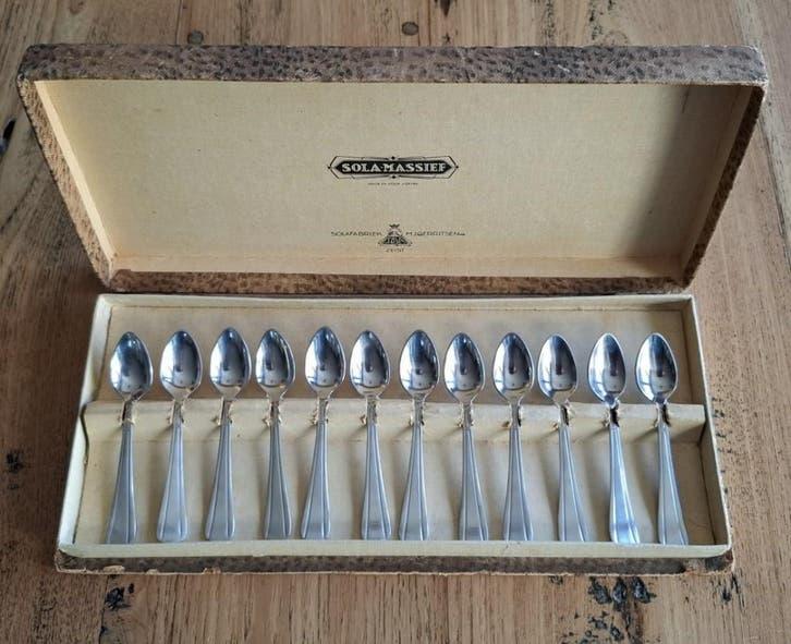 12 Vintage Sola GZ advokaatlepeltjes in originele doos, Gebruikt, -, -, Ophalen of Verzenden