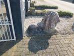 Stenen tuinbeelden leeuwen - Wegens verhuizing, Ophalen of Verzenden, Gebruikt, Steen, Dierenbeeld