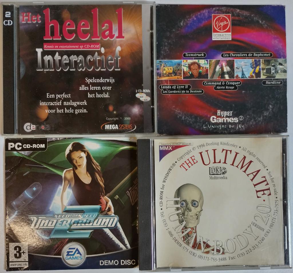 GRATIS 4 x CD-rom: games / heelal / menselijk lichaam, Ophalen, Overige genres, 1 speler, Zo goed als nieuw