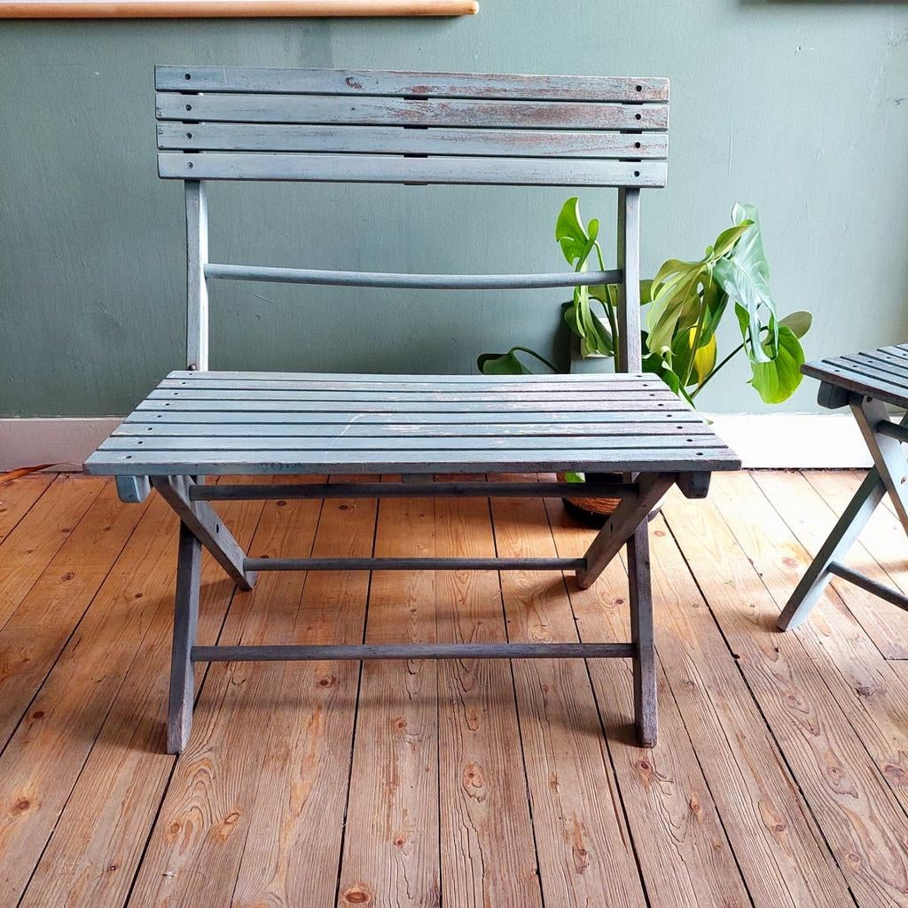 Lucky Vintage Shabby Chic brocante set: bankje en stoel, Gebruikt, ., Ophalen of Verzenden, .