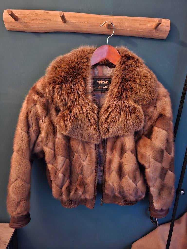 Vintage mink & fox fur jas – echt bont – nerts en vos-Italy, Kleding | Dames, Ophalen of Verzenden, Zo goed als nieuw, Maat 34 (XS) of kleiner