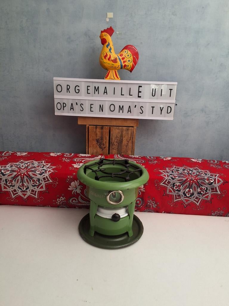 Hollands oliestel. rooster/kijkglas/lont & emaille lekblad, Ophalen of Verzenden