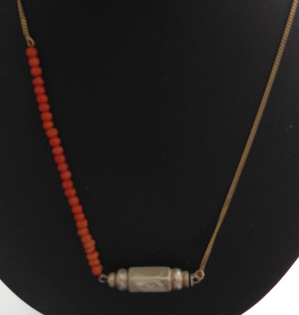 new design bloedkoraal 14 krt goud UNIEK!!, Verzenden, Goud, Ketting