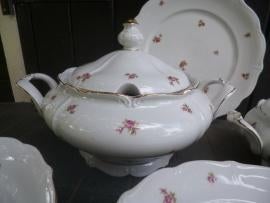 Soepterrine, Dekschaal, Serveerschaal Wunsiedel Bavaria roos, Antiek en Kunst, Ophalen of Verzenden