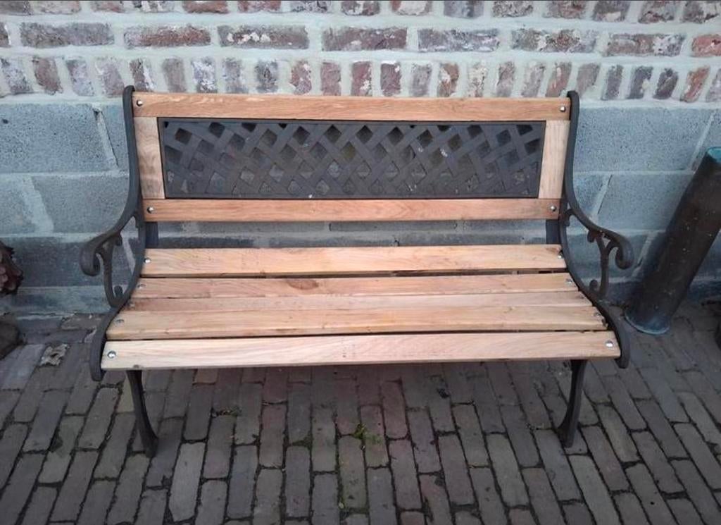 Gietijzeren bank, Tuin en Terras, Tuinbanken, Ophalen, Zo goed als nieuw, Hout