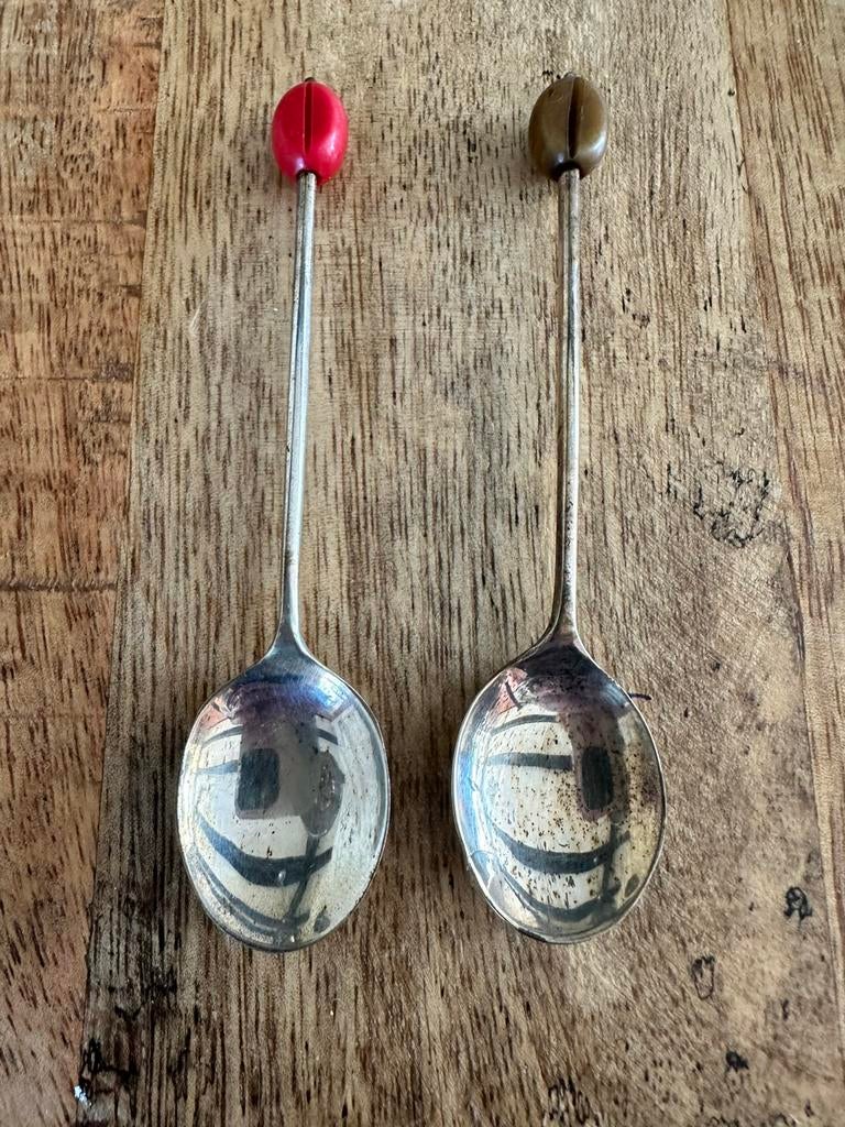 Coctaillepeltjes met koffieboontje, Antiek en Kunst, Antiek | Bestek, Ophalen of Verzenden