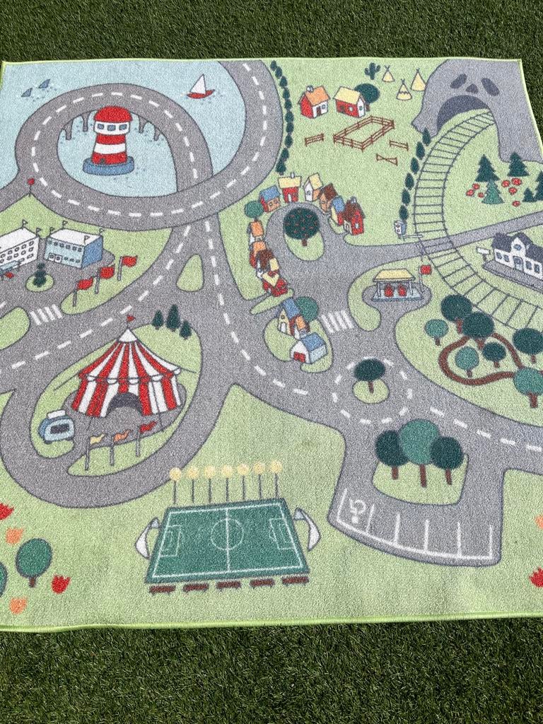 Speelkleed met wegen, stad en voetbalveld, Kinderen en Baby's, Ophalen, Gebruikt