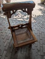 Antieke bidstoel met rieten zitting en lederen kussens, Ophalen