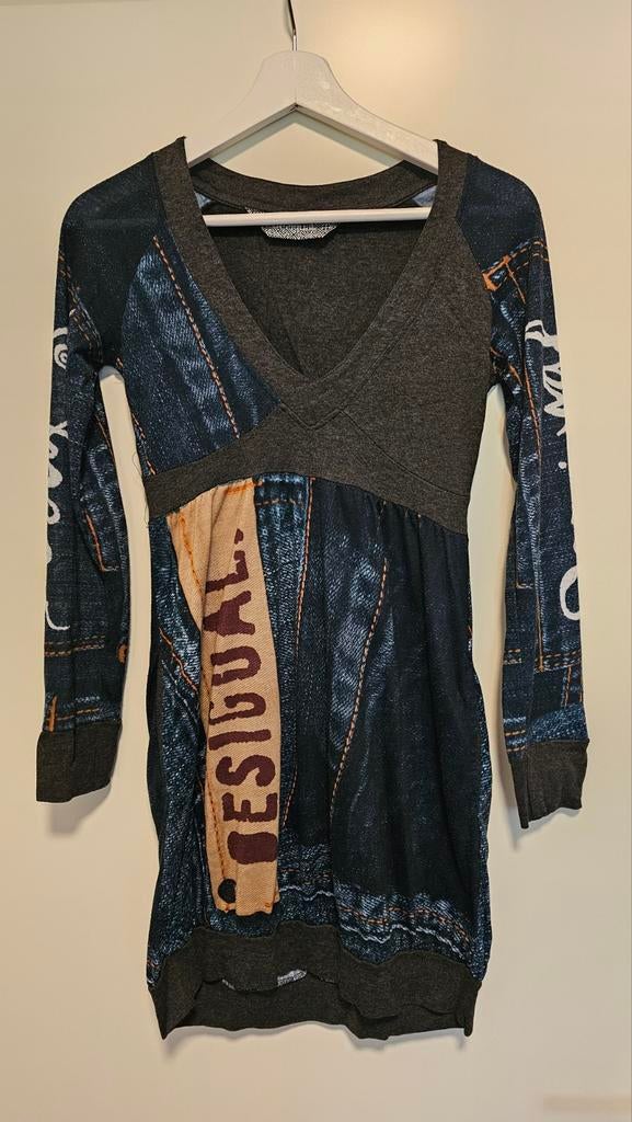 Desigual jurk / tuniek met denim print - Maat M, Maat 38/40 (M), Blauw, Ophalen of Verzenden, Zo goed als nieuw